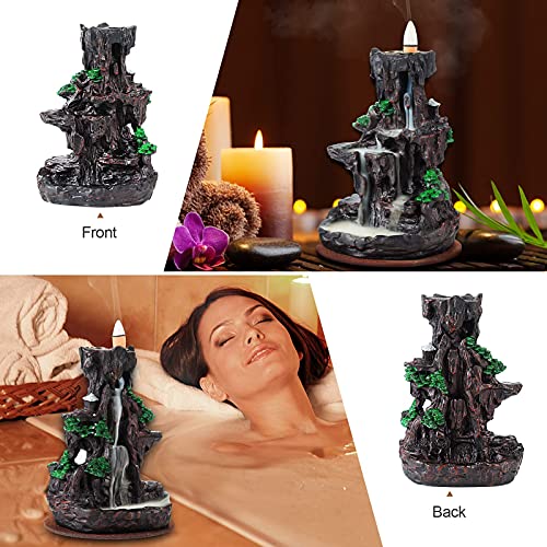 Backflow Incense Holder Waterfall 2 Sides, w/ 120 Backflow Incense Cones & 30 Incense Sticks