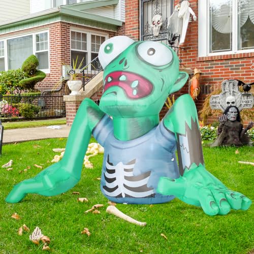 7.5 FT Halloween Inflatables Green Zomb Outdoor Decorations Yard w/ Built-in LEDs