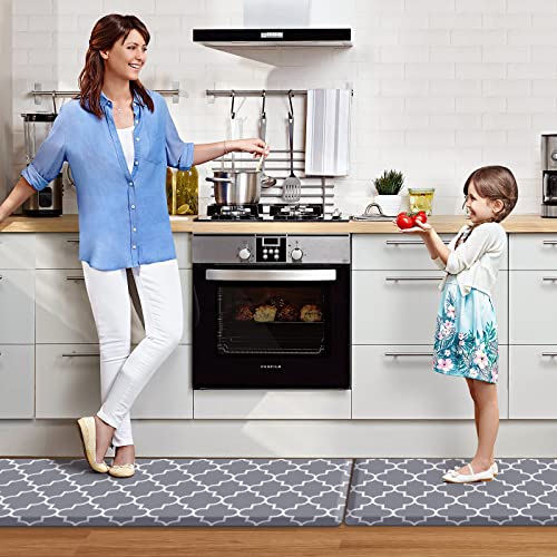 [2 PCS] Cushioned Anti-Fatigue Kitchen Rug, Waterproof Non-Slip