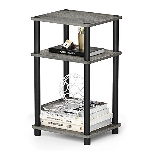 Just 3-Tier End Table, 1-Pack, French Oak Grey/Black