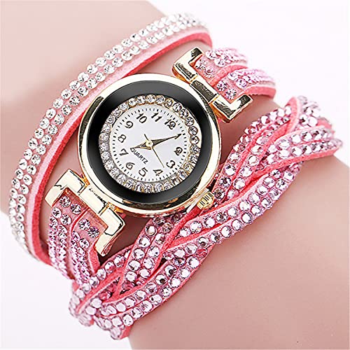 Fashion Rhinestone Watch Twine Bracelet for Women Luxury Quartz Wrist Watches(10 Pack)