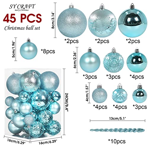 45pcs Christmas Ball Ornaments for Christmas Trees Decorations