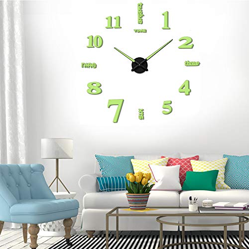 3D DIY Wall Clock Decor Sticker Mirror Frameless