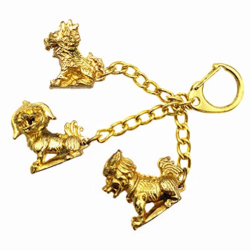 Feng Shui Three Celestial Guardian ( Chi Lin, Fu Dog , Pi Yao) Amulet Key Chain