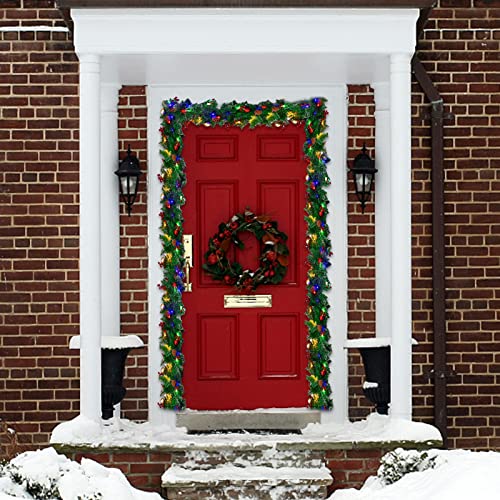 9ft Christmas Garland with 50 Lights & Colorful Balls