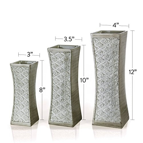 Flower Vase Set of 3  for Home Decoration (Brushed Silver)