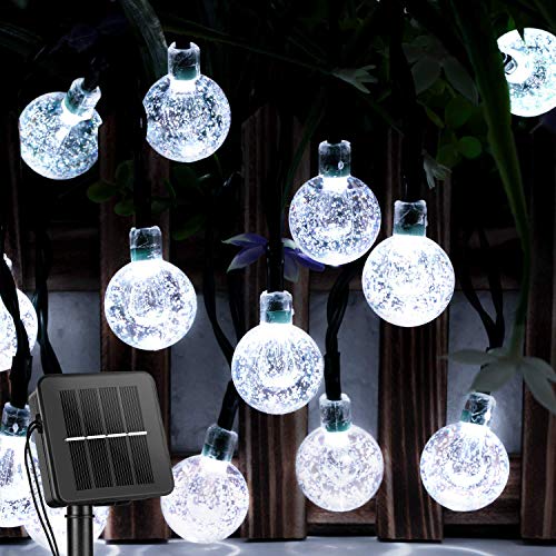 Solar String Lights 60 Led 35.6 Feet Crystal Globe  w/ 8 Lighting Modes