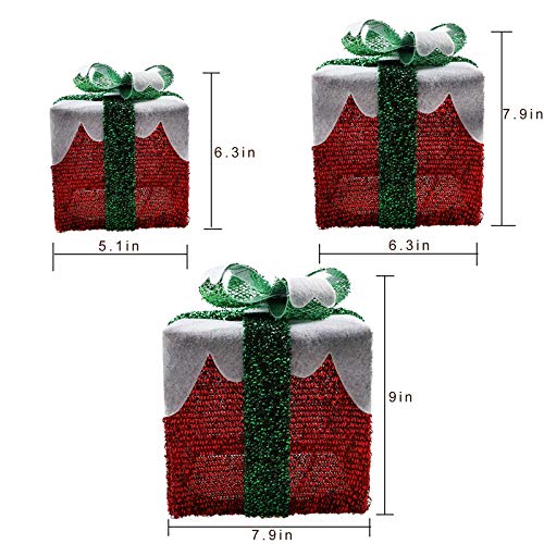 Set of 3 LED Gift Boxes Christmas Decorations