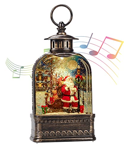 11" Musical Santa Lighted Christmas Snow Globe Decoration