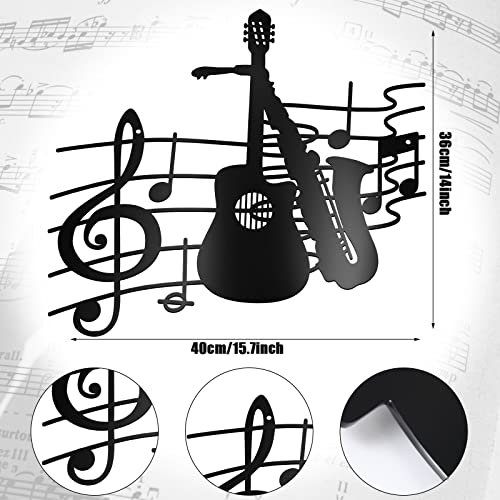 Music Metal Wall Art Decor - Guitar & Saxophone 15.75 x 14.17"