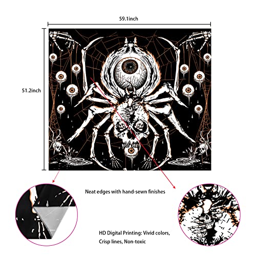 Boniboni Skull Tapestry Hippie Eyes Spider Skeleton Tapestry Wall Hanging for Room