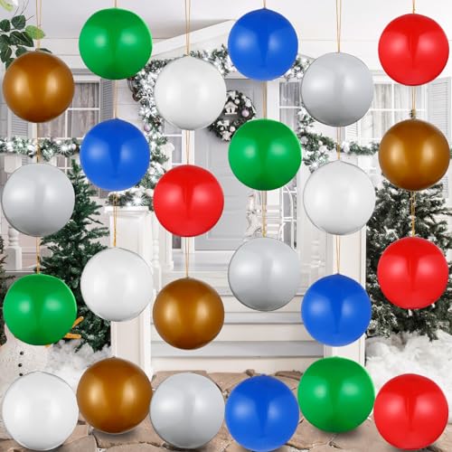 inflatable Christmas Balls Outdoor Christmas Decorations with Gold Hanging String Xmas Ornaments Balls