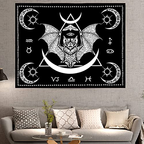 Bat Tapestry Occult Bat Tapestry Bat Wall Hanging Wall Art Black and White Bat Bedroom