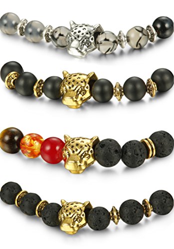 10 Pcs Lava Rock Stone Bead Bracelet Set Adjustable 8MM