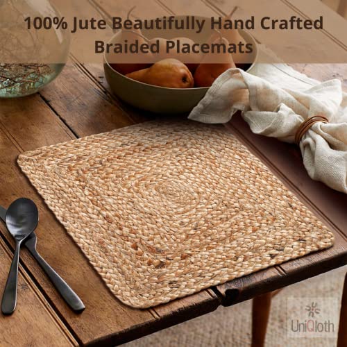 Farmhouse Jute Burlap Braided Table Runner 36 Inches Long - 13x36 Natural Jute Braided Table Runner