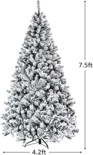 Artificial Christmas, Premium PVC Xmas Full, Flocked Snow Pine Tree with Solid Metal Stand, Ideal for Indoor and Outdoor (6FT),