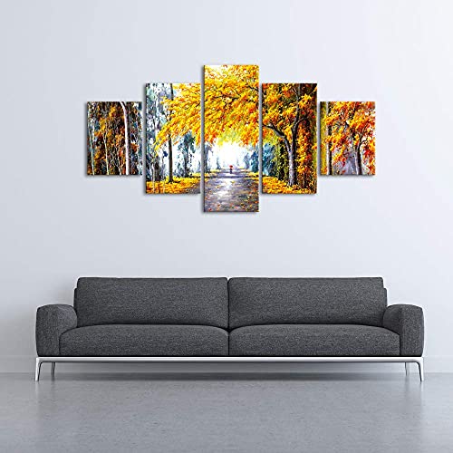 Modern Autumn Love Picture by Oil Paintings for Home Decor 5 Panels Framed