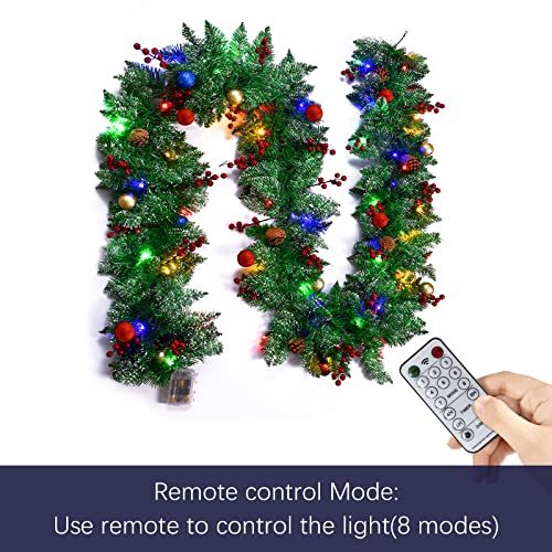 9ft Christmas Garland with 50 Lights & Colorful Balls