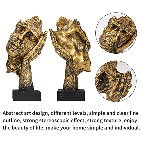 3 Pcs Thinker Statue, Silence is Gold Abstract Art Figurine