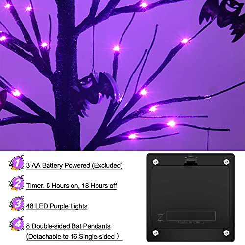 2FT 48 LED Black Halloween Tree for Home Decoration