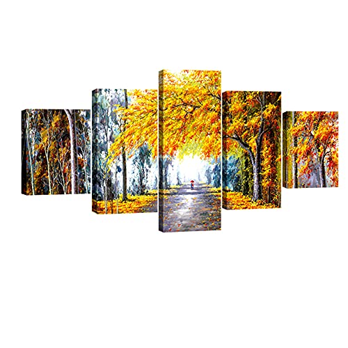 Modern Autumn Love Picture by Oil Paintings for Home Decor 5 Panels Framed