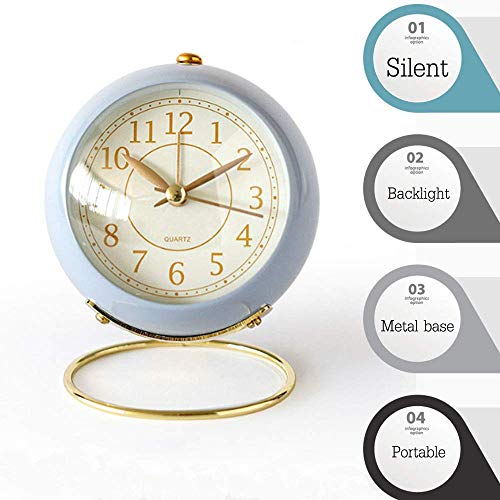 Classic Silent Non-Ticking Analog Alarm Clock Battery Operated w/ Backlight