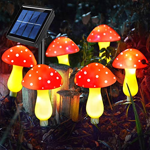 Set of 6 Solar Mushroom Lights Garden Outdoor Decoration