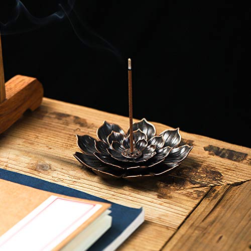 Lotus Stick Incense Holder 5 Incense Holes w/ Detachable Ash Catcher