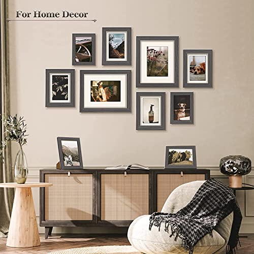 Gallery Wall Picture Frame Set - 10 pcs Family Picture Frames w/ Glass & Mat