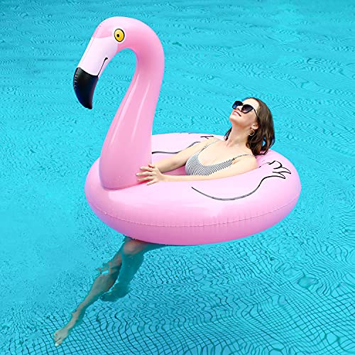 2 Pack 42'' Inflatable Pool Beach Floats Flamingo Unicorn Swim Tube Rings