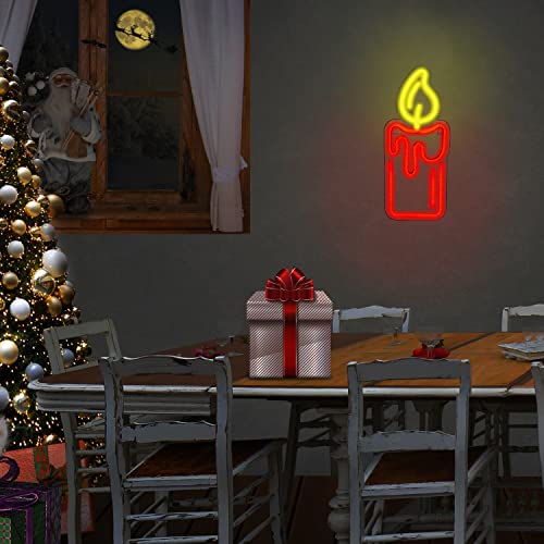 Christmas Candle Neon LED Sign Decoration