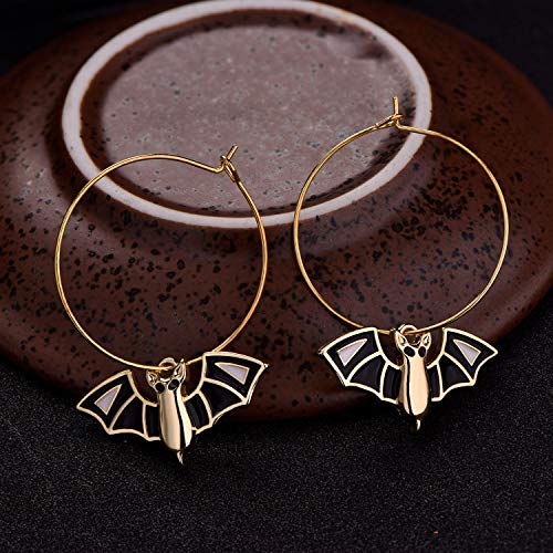 Bat Dangle Hoop Earrings Gold Plated Jewelry for Women