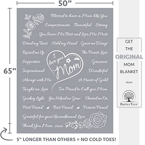 I Love You Mom Gift Blanket - Unique Mom Gifts for Valentines Day, Birthday, Mothers Day-60x 50"