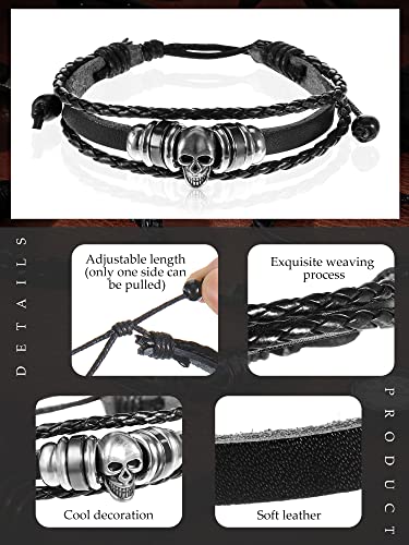 3 Pieces Leather Studded Punk Bracelet for Men/Women