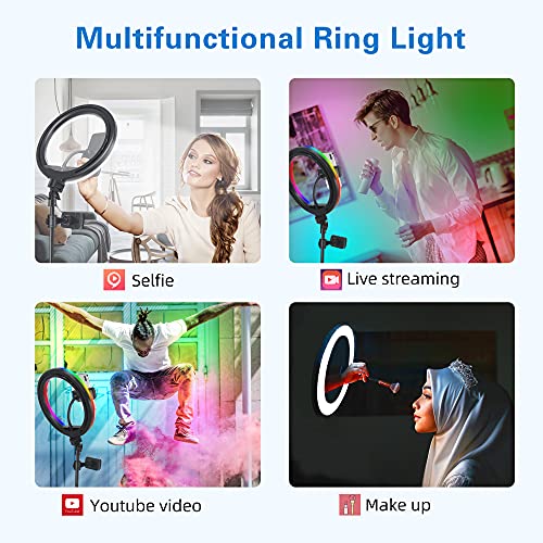 Ring Light w. Stand 72'' Tall & 3 Phone Holders38-42 Color Modes