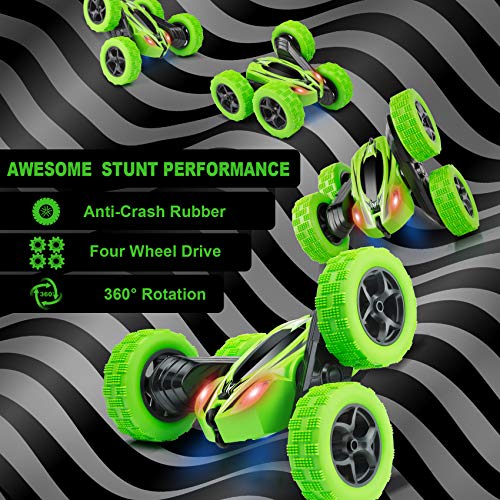 RC Cars 2.4GHz Fast Stunt RC Car, 4WD Double Sided 360° Rotating w/ Headlights