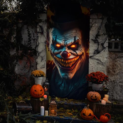 Evil Clown Ghost Door Cover Halloween Door Decorations