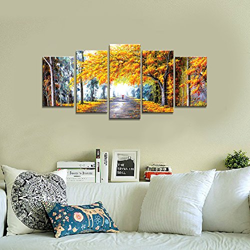 Modern Autumn Love Picture by Oil Paintings for Home Decor 5 Panels Framed