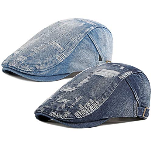 Men's Denim Newsboy Beret Hat Flat Ivy Gatsby Cabbie Driving Cap