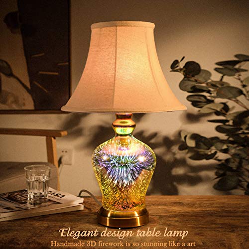 Modern Lamp w/ Unique Handmade 3D Effect Glass Base ,(E26 LED Bulb Included)