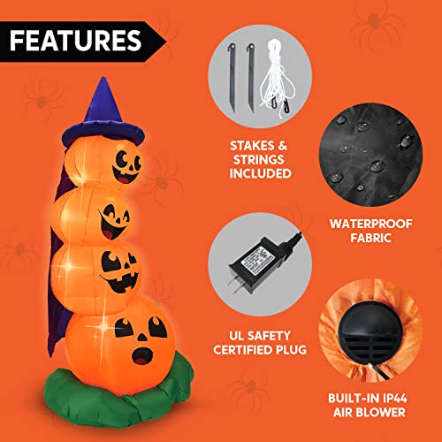 6 FT Halloween Inflatable Stacked Pumpkins w/ Build-in LEDs