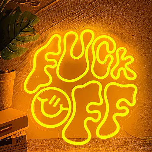 F___ Off Neon Sign w/ a Smiling Face Text LED Neon Lights