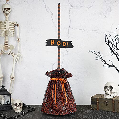 Lighted Halloween Witch's Broom, Spooky Halloween Party Decorations Home Ornament