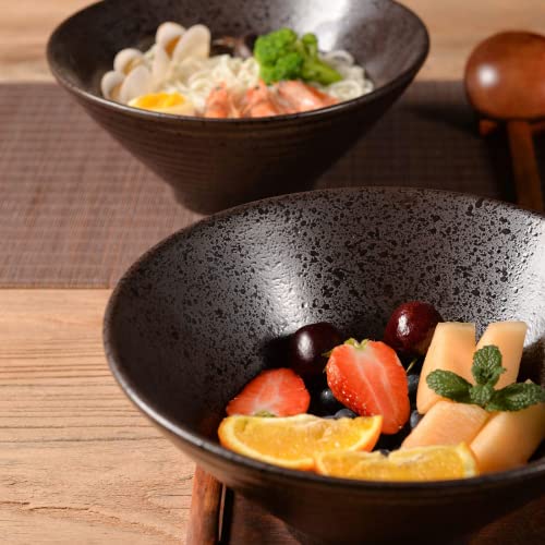 Set Of 2, Ceramic Ramen Bowl, 60 Oz Japanese Noodle Soup Bowls With Spoons  And Chopsticks For Ramen Soup Pho Udon Soba Asian Noodles, Large Noodle Bow