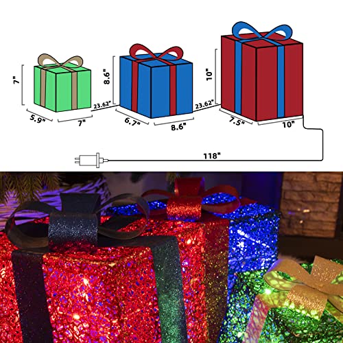 Christmas Lighted Gift Boxes, Set of 3