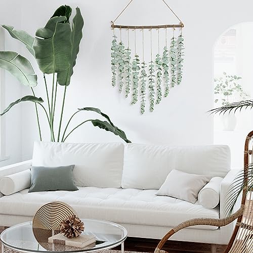 Bathroom Decor Artificial Eucalyptus Hanging Wall Decor - 22.7'' Fake Eucalyptus Greenery Leaves Stems Wall