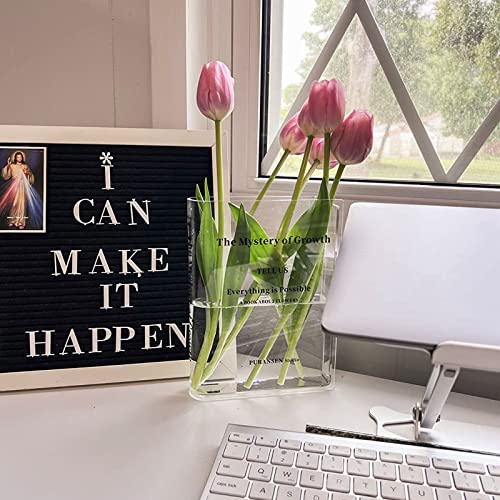 Book Vase for Flowers, Acrylic Clear Book Flower Vase, A Book About Flowers Vase, Unique Home/Bedroom