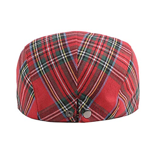 Men Adjustable Colorful Striped Plaid Ivy Newsboy Cabbie Gatsby Cotton Caps