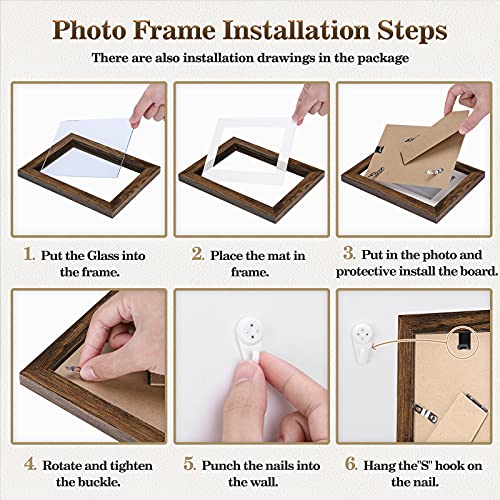 Gallery Wall Picture Frame Set - 10 pcs Family Picture Frames w/ Glass & Mat