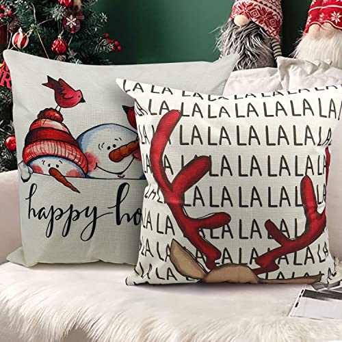 Set of 4 Christmas Throw Pillow Covers 18x18 Inch